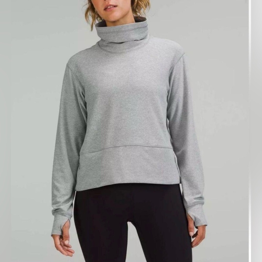 lululemon Ready To Rulu Pullover Funnel Neck Heathered Gray Sweatshirt Size 6